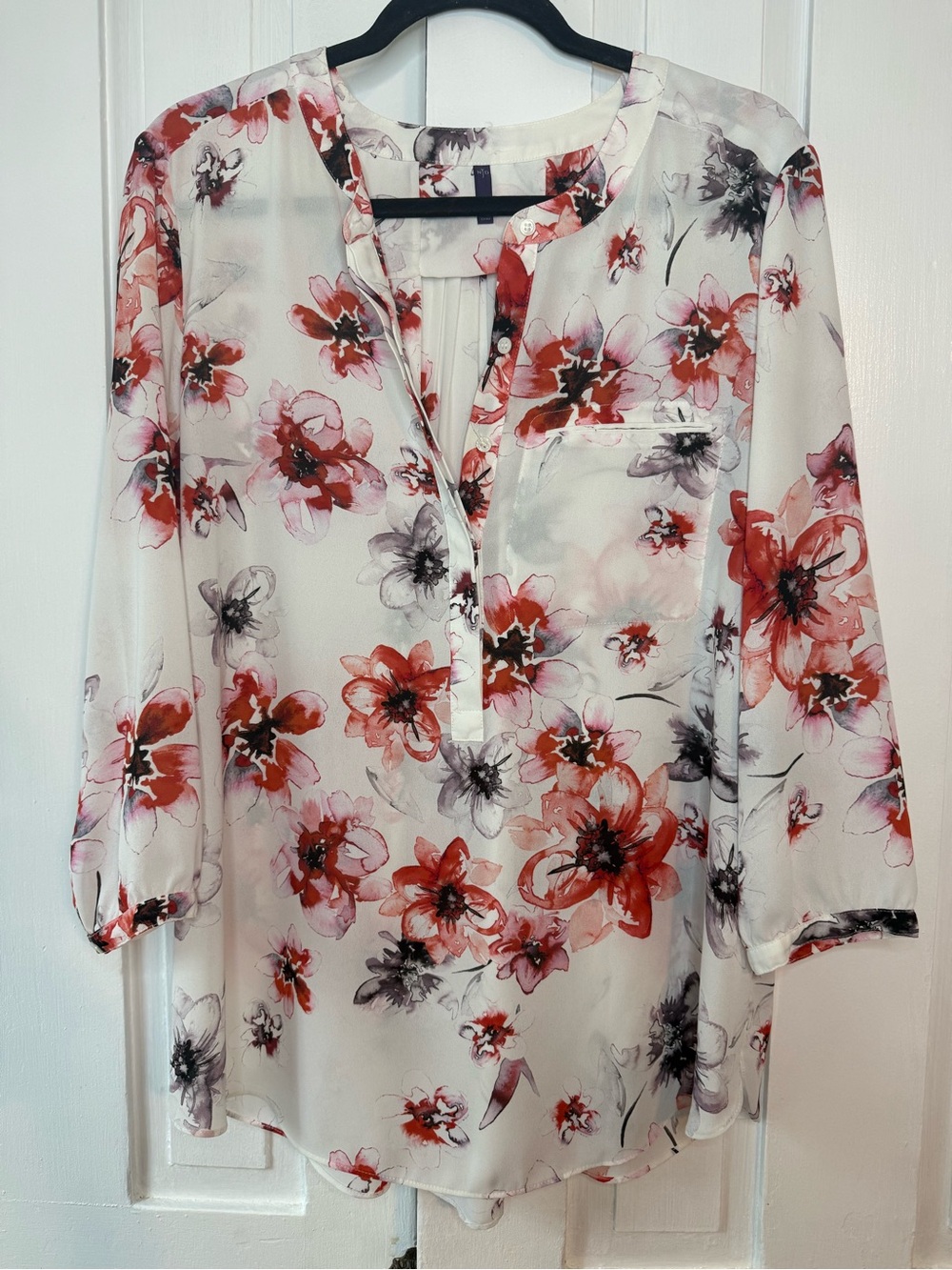 NYDJ Floral Watercolor Henley Blouse - XL